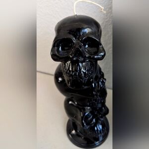Halloween Black Skull Goth Pillar Candle Decor Day of the Dead